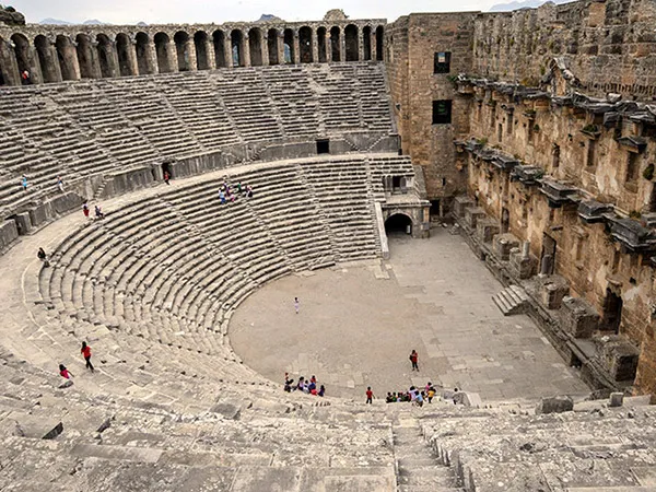 Aspendos Ancient City Cover Photo,Aspendos, ancient city, Antalya, historical sites, Roman period, theater, archaeology, tourism, Serik, ancient theater, Aspendos aqueducts, Eurymedon Battle, Alexander the Great, archaeological ruins, Seljuk period, Byzantine period, location, how to get there, entrance fee, opening hours, visiting days