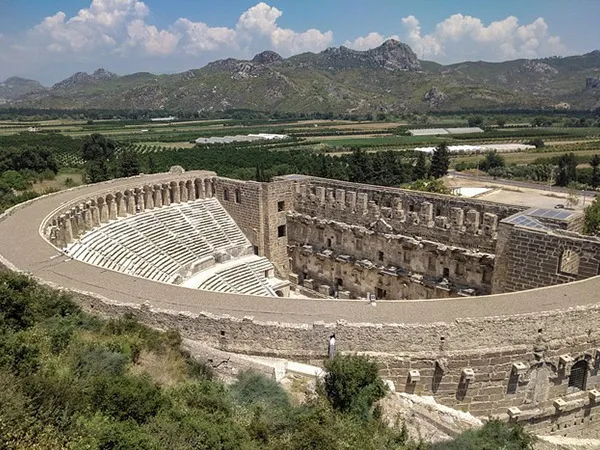 Aspendos Ancient City Cover Photo,Aspendos, ancient city, Antalya, historical sites, Roman period, theater, archaeology, tourism, Serik, ancient theater, Aspendos aqueducts, Eurymedon Battle, Alexander the Great, archaeological ruins, Seljuk period, Byzantine period, location, how to get there, entrance fee, opening hours, visiting days